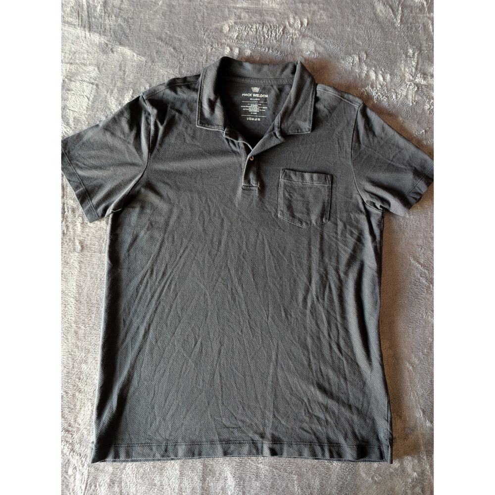 Mack Weldon Vesper Polo Shirt Mens XXL Grey Micro Mesh Short Sleeve Pocket